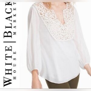 WHBM Laser Cut Cotton Blend Blouse NWT SZ 4